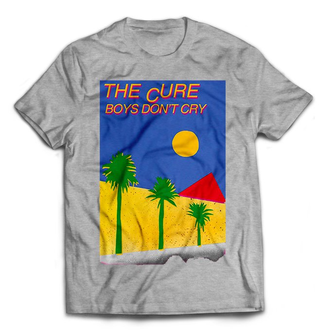 Серая футболка Cure, the с принтом Boys Dont Cry