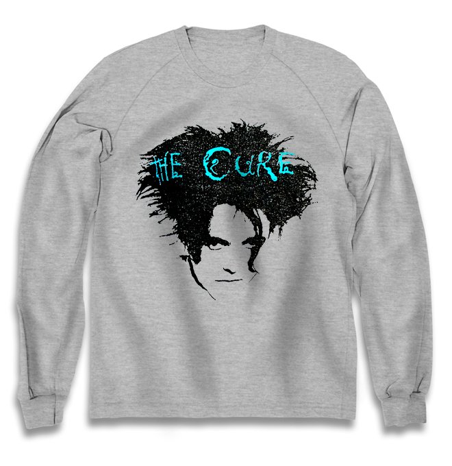 Серый свитшот Cure, the с принтом Robert Smith