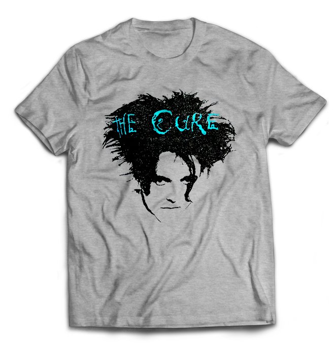 Серая футболка Cure, the с принтом Robert Smith
