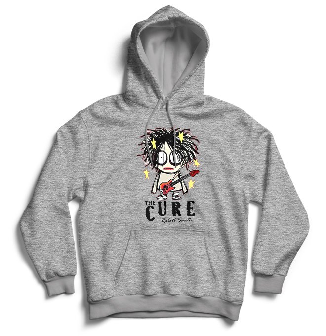 Серый худи Cure, the с принтом Robert Smith