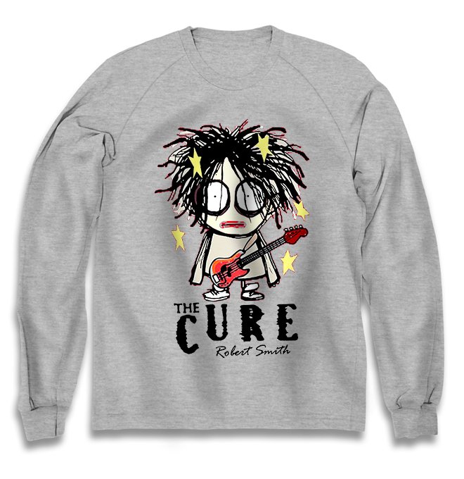 Серый свитшот Cure, the с принтом Robert Smith