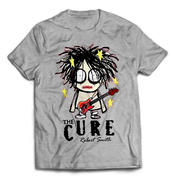 Серая футболка Cure, the с принтом Robert Smith