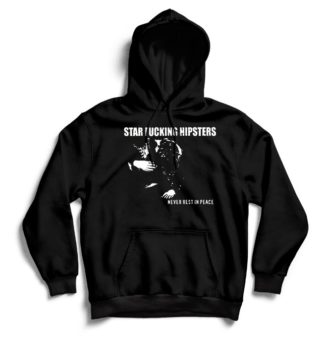 Чёрный худи Star Fucking Hipsters с принтом Never Rest In Peace