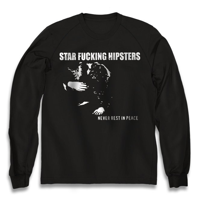 Чёрный свитшот Star Fucking Hipsters с принтом Never Rest In Peace